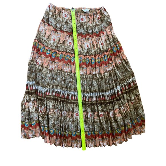 A Bohemian Pleated‎ Maxi Skirt L Boho Lagenlook Festival Hippie Multicolor - Picture 2 of 8